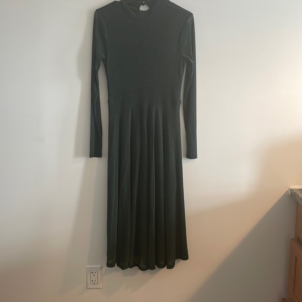 SHEIN long sleeve sparkly green dress